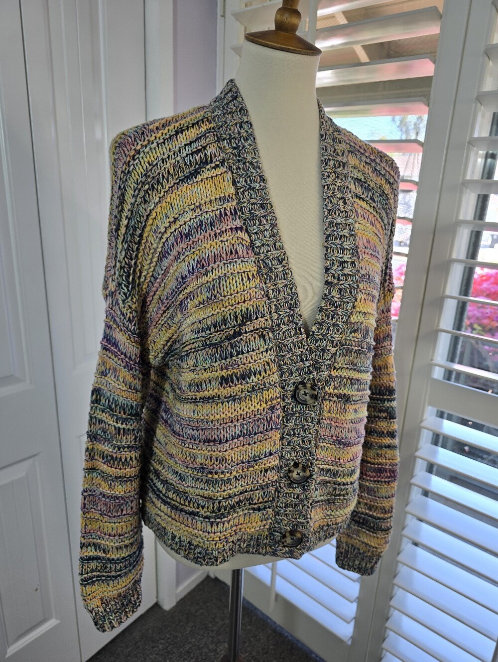 Ambercrombie & Fitch Multicolor Knit Button-Front Women’s Sweater Cardigan - Picture 3 of 9